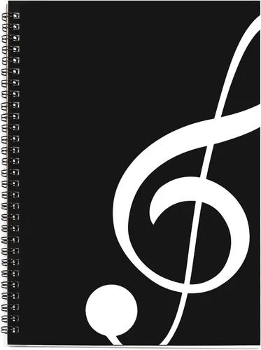 Miniatura 10 de Cuaderno con hojas en blanco para música, composición, manuscrito, con diseño de teclado de piano, 50 hojas, 26 x 19 cm., negro (Black Piano)