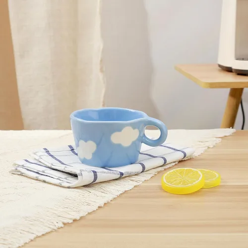 Miniatura 5 de Koythin Taza de café de cerámica, bonita taza creativa impresa a mano para oficina y hogar, 6.5 oz/6.8 fl oz para leche de té con leche