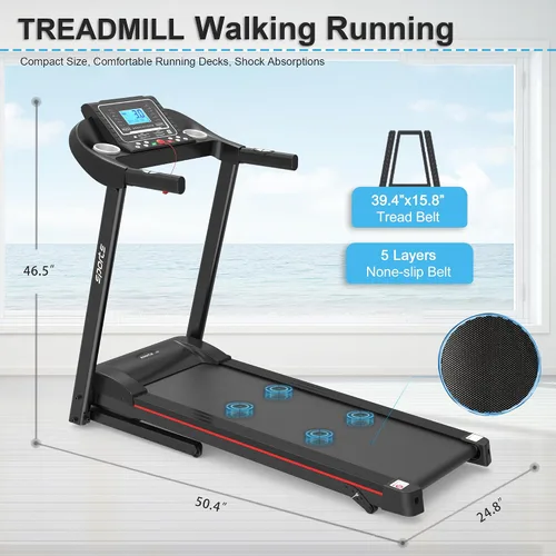 Miniatura 4 de Caminadora plegable con inclinación, máquina eléctrica para caminar, pantalla LCD de 5 pulgadas, música Bluetooth, capacidad de 250 libras