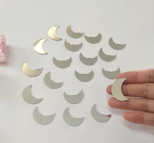 100 piezas de mosaico de espejo en forma de luna, mini mosaico de vidrio, mosaico de espejo para manualidades, azulejos de bricolaje para arte y