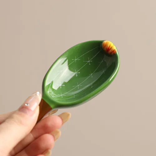 Miniatura 4 de Sizikato 4 cucharas medidoras de porcelana con base, bonita forma de cactus