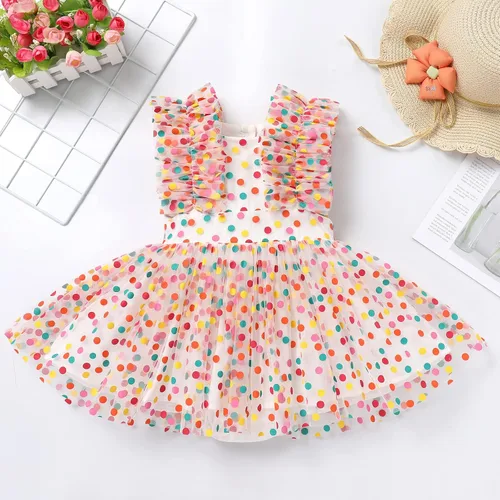 Miniatura 3 de Baby Girls 1st Birthday Outfit Colorful Polka Dots Romper Princess Party Tutu Dress Cake Smash Clothes for Photo Shoot