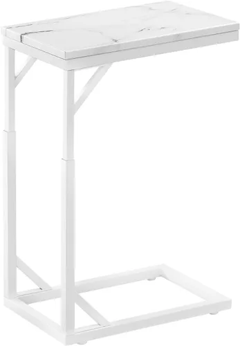 Miniatura 8 de Mesa auxiliar en forma de C, mesa de sofá pequeña con marco de metal, mesa auxiliar de altura ajustable para sofá, sala de estar, dormitorio, mesita
