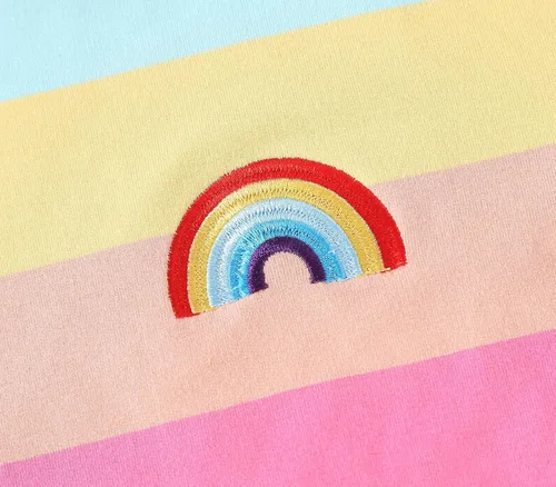 Miniatura 4 de Julerwoo Sudaderas de algodón para niñas con cremallera completa, con estampado de arcoíris y unicornio, 2-12 años