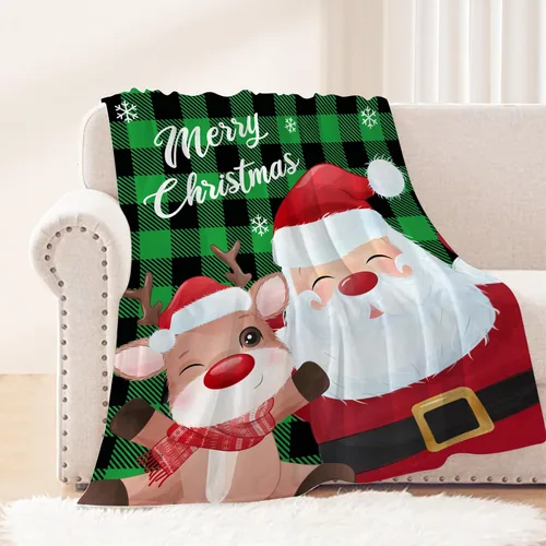 Miniatura 21 de Manta de Navidad para bebé, manta pequeña de Navidad a cuadros rojos, manta de Navidad para invierno, para mascotas, manta para envolver cuna