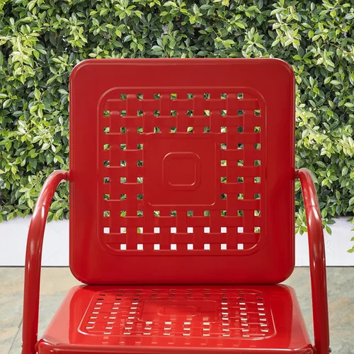 Miniatura 10 de Crosley Furniture Bates - Juego de 2 sillas para exteriores, sillas de patio de metal retro para comedor, porche, terraza, balcón, color rojo