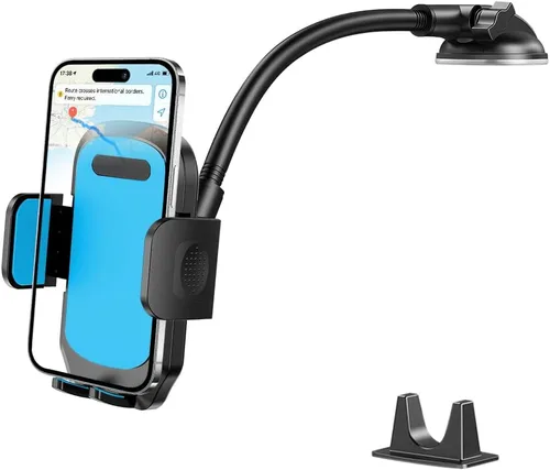 Miniatura 10 de Soporte para parabrisas de automóvil, rotación de 360°, con ventosa fuerte, soporte para teléfono móvil con cuello de cisne, soporte para teléfono
