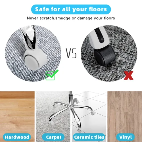 Miniatura 3 de Ruedas para silla de juego, rodamiento suave y seguro para todos los pisos, incluyendo madera dura y alfombra, juego de 5, ruedas de 2 pulgadas