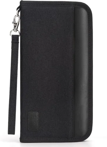 Boonbery Cartera de pasaporte familiar con bloqueo RFID para 4-6 mujeres y hombres, organizador de documentos de viaje impermeable, funda para