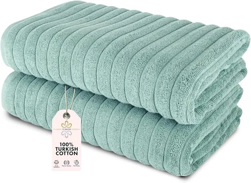 Miniatura 29 de Classic Turkish Towels - Juego de toallas de baño de algodón extragrande de alta calidad, gruesas y absorbentes, toallas de baño de lujo acanaladas