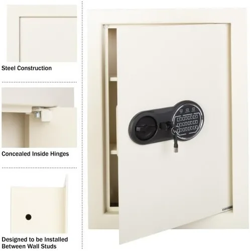 Miniatura 7 de Stalwart - Caja fuerte en la pared, seguro para el hogar o el negocio con teclado y 2 llaves de anulación manuales, protege dinero, joyas