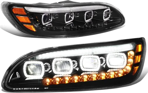 Miniatura 12 de DNA MOTORING HL-HAY-020-CH Par de faros de halo completos con señal de giro secuencial LED, medio anillo, compatible con modelos 08-14 Dodge