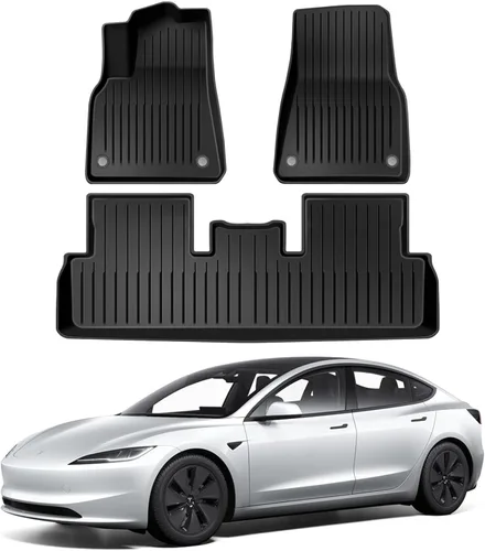 Miniatura 7 de Pedigree 2025-2026 3D TPE para todo tipo de clima Alfombrillas nuevas para Tesla Model Y Juniper - Juego personalizado de 6 piezas con forro