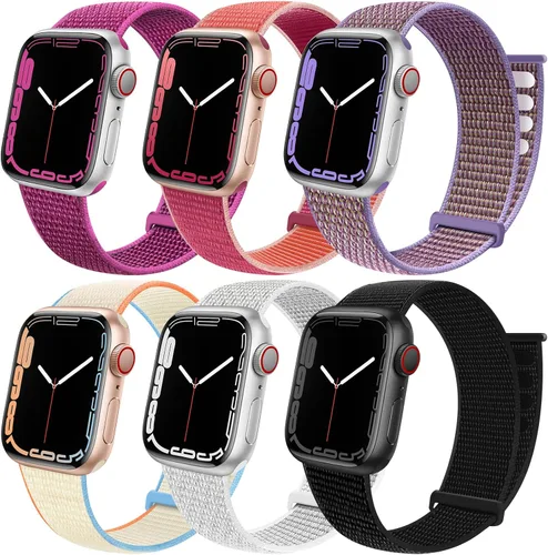 Paquete de 6 correas deportivas compatibles con Apple Watch de 1.496 in 1.575 in 1.614 in 1.654 in 1.732 in 1.772 in 1.811 in 1.929 in para iWatch