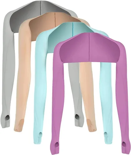 Miniatura 14 de 4 piezas de protección UV, chal de sol, manga de enfriamiento para brazo con orificio para el pulgar para mujeres y hombres, ciclismo, conducción, 2