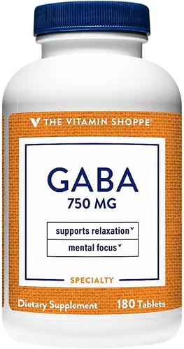 Miniatura 4 de The Vitamin Shoppe GABA 750MG (ácido gamma-aminobutírico), apoya la relajación, una vez al día (90 tabletas)
