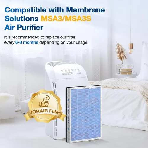 Miniatura 3 de Paquete de 2 filtros de repuesto HEPA MSA3/MSA3S compatibles con Membrane Solutions MSA3 y MSA3S, filtro HEPA de 3 etapas White-2 Pack