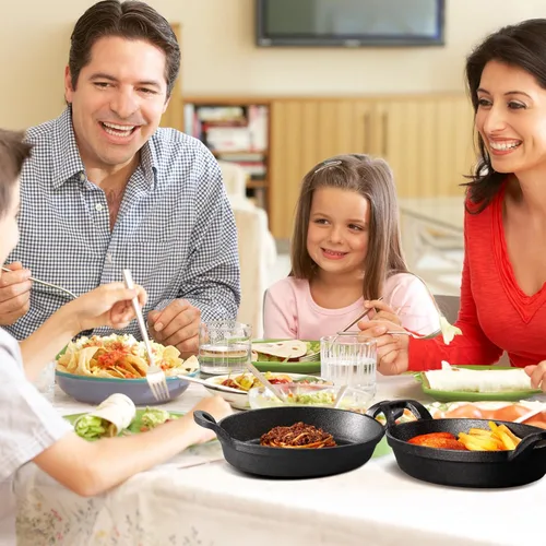 Miniatura 6 de Mifoci Paquete de 2 mini fajitas de hierro fundido, 8.5 x 6.1 pulgadas, sartén ovalada para carne, juego de moldes pequeños, cacerola negra