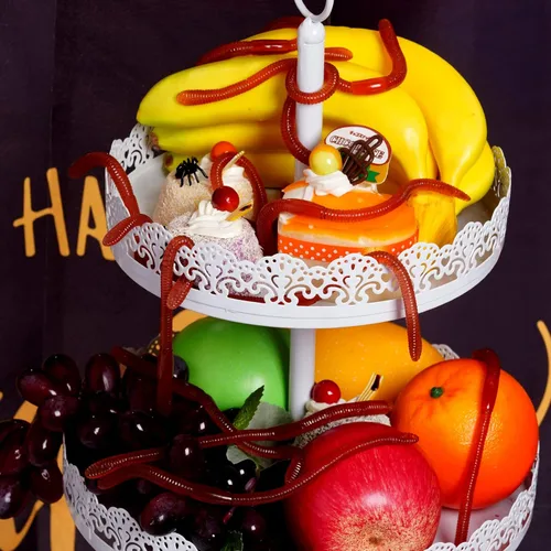 Miniatura 3 de Tongcloud 60 lombrices de tierra falsas, de plástico, realista, de goma, suave, elástico, juguete para Halloween, fiesta del día de los inocentes