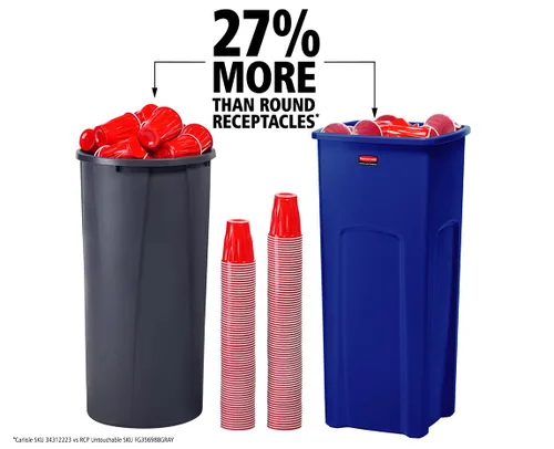Miniatura 7 de Rubbermaid Commercial - bote de basura cuadrada intocable, cuadrado, Gris