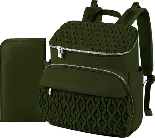 Miniatura 11 de Mochila para pañales, bolsa de bebé grande para niñas y niños, mochila de pañales de viaje con bolsillo aislado, bonita bolsa de pañales con correas