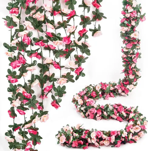 Miniatura 18 de Miracliy 5 guirnaldas de flores azules artificiales de 41 pies, guirnalda floral de primavera falsa para telón de fondo de pared de flores, boda