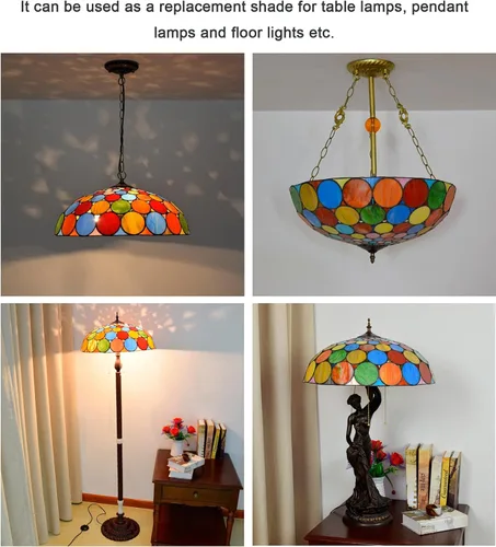 Miniatura 4 de Pantalla de repuesto estilo Tiffany de 20 pulgadas, pantalla barroca de vitral, solo para lámparas de pie, lámparas de mesa, lámparas colgantes