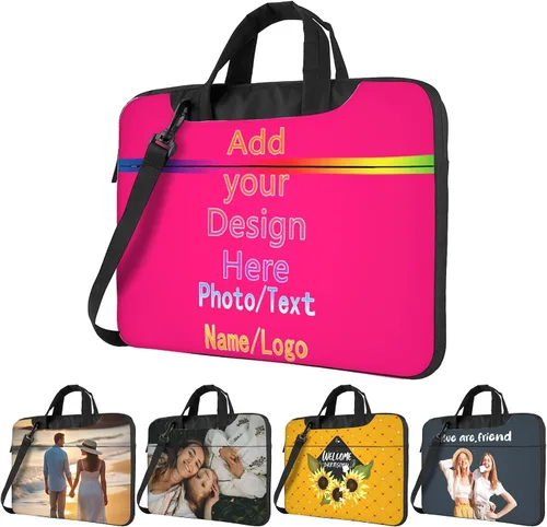 Miniatura 25 de Funda personalizada para laptop personalizada, añade tu foto, texto, maletines para portátil Púrpura2