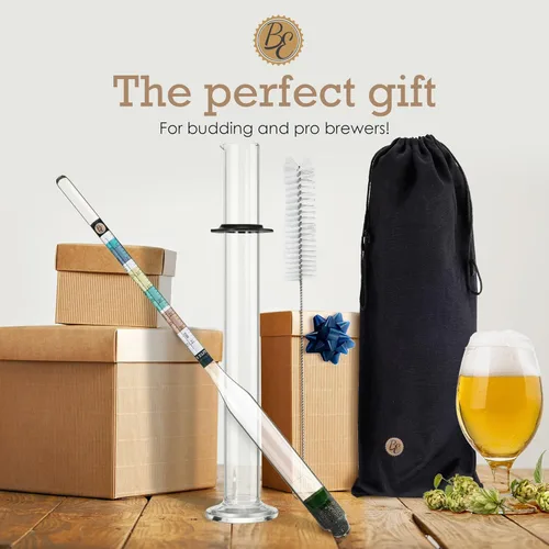 Miniatura 8 de Brewer's Elite Hidrómetro - para elaboración casera de cerveza, vino, hidromiel y kombucha - Juego de triple escala de lujo, estuche rígido y paño