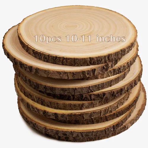 Miniatura 8 de 2 piezas de rodajas de madera grandes para centros de mesa de 11-12 pulgadas, rodajas redondas de madera para decoración de mesas, círculos
