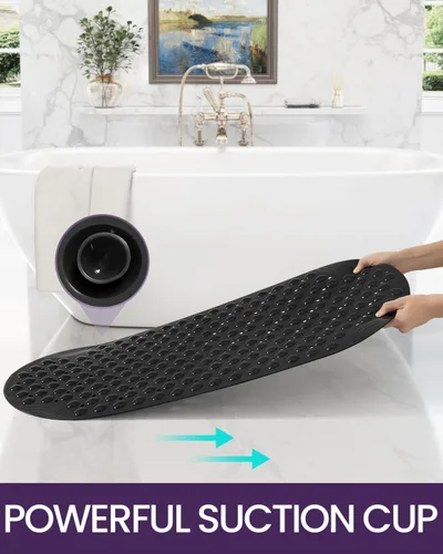 Miniatura 4 de DEXI Alfombrilla de Tina Antideslizante 16x35, Alfombrillas de Ducha para Baño y Tina, Alfombrilla de Baño Ovalada Lavable con Ventosas y Orificios