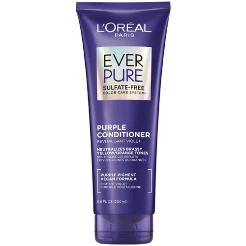 L'Oreal Paris EverPure, Acondicionador Morado Tonificante Anti-Cobrizos Sin Sulfato para Cabello Rubio, Decolorado, Plateado o con Mechas Marrones,