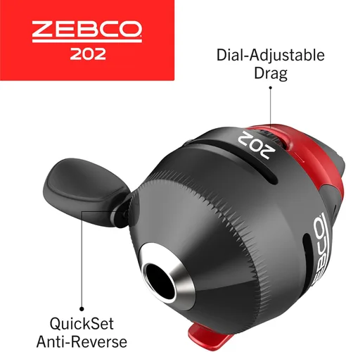 Miniatura 4 de Zebco Zebco 202 Spincast Reel and Fishing Rod Combo, Pre-Spooled with 10-Pound Cajun Line, Includes Tackle Kit Negro/Rojo