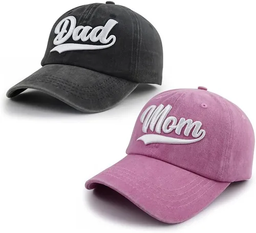 Miniatura 4 de 2 gorras de béisbol de algodón bordadas en 3D para mamá y papá, regalo para parejas y padres