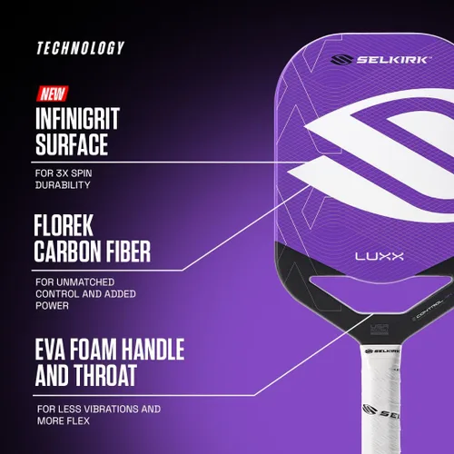 Miniatura 6 de Selkirk LUXX Sport Pickleball Paddle, paleta de fibra de carbono con núcleo de polipropileno X7 diseñada para un control inigualable y potencia