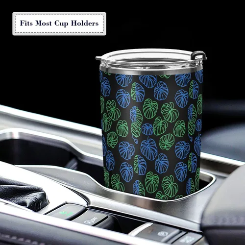 Miniatura 5 de Plant Green Monstera Deliciosa Stainless Steel vacuum insulated water bottle with Straw Leak Resistant Flip travel coffee mug for outdoor reusable