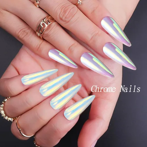 Miniatura 7 de Polvo de uñas holográfico dorado cromado para uñas de gel, pigmento iridiscente Aurora sirena, kit de polvo mágico de perla blanca con purpurina