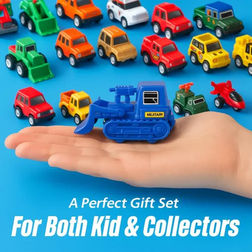 Miniatura 3 de Juego de 36 piezas de juguetes de autos y camiones – Mini vehículos de bolsillo, aviones de combate, construcción, autos de carreras y juguetes