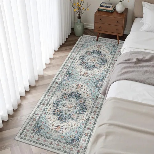 Miniatura 128 de Madane Alfombra lavable de 2 x 3 pies, alfombra de entrada pequeña, antideslizante, vintage, para entrada interior, alfombra de pelo bajo
