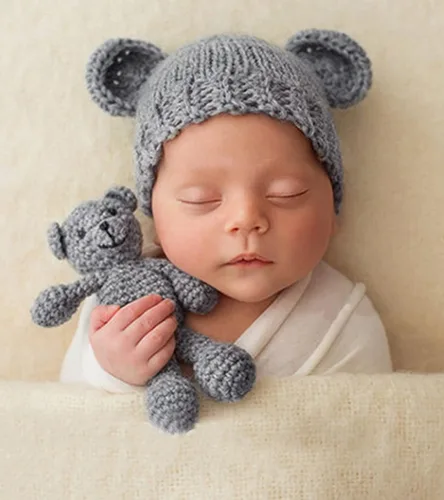 Miniatura 2 de Accesorios de fotografía para recién nacidos, trajes de sesión de fotos, lindo juego de regalo hecho a mano de punto de ganchillo para bebé niño