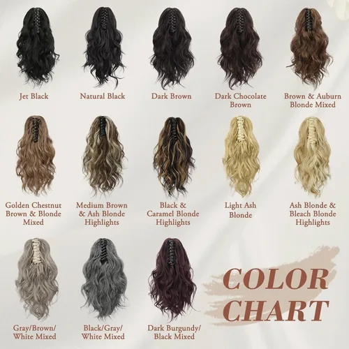 Miniatura 7 de BARSDAR Extensiones de cola de caballo con clip de garra, extensiones de cabello corto ondulado negro de 14 pulgadas para mujer, extensiones