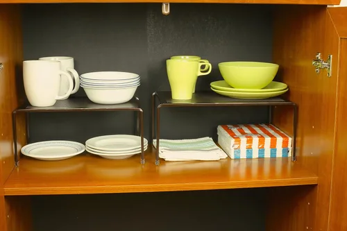 Miniatura 3 de Deco Brothers Organizador de estantes ampliables para armario de cocina y mostrador, bronce