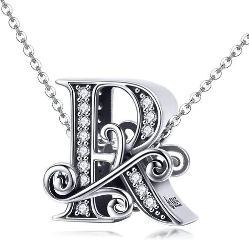 Miniatura 44 de BETTY&SARAH dije de plata esterlina 925 con forma de letra, para pulseras Pandora, letra del alfabeto, joya, regalo para mujer