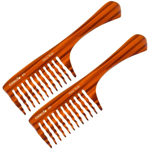 Miniatura 13 de Giorgio G53 - Peine de dientes anchos para cabello rizado y grueso, desenredante grande hecho a mano para cabello húmedo o seco, pulido a mano