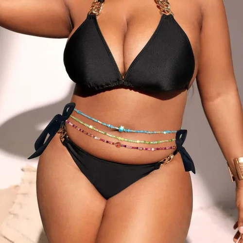 Miniatura 3 de ELABEST Brillantes grandes cuentas africanas de la cintura del vientre de la cadena de la cintura playa 3PCS cintura joyería cuerpo accesorios