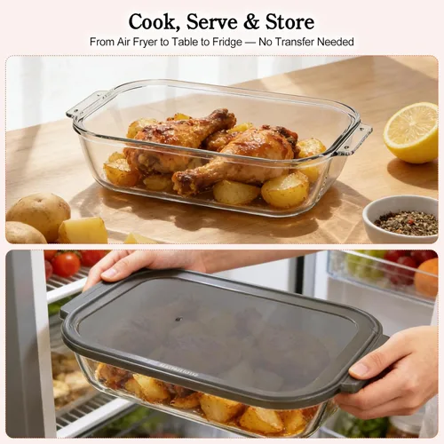 Miniatura 4 de MAGNIFIQUE - Freidora de aire de 6 cuartos de galón de gran capacidad, horno freidora de aire de vidrio no tóxico, pantalla táctil digital 12 en 1