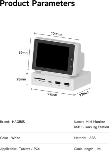 Miniatura 12 de Hagibis Mini pantalla IPS USB de 3.5 pulgadas con concentrador USB C, monitor USB-C y HDMI, AIDA64, Mini PC, CPU, RAM, HDD, monitor de datos