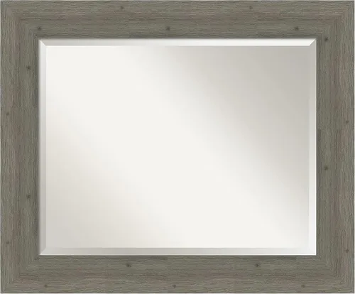 Amanti Art Espejo de baño de madera, espejo de pared gris para usar como espejo de tocador de baño sobre el fregadero (29 x 35 pulgadas), espejo
