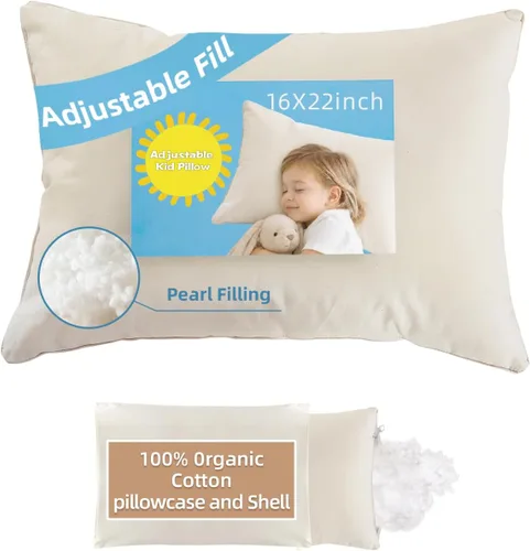 Miniatura 7 de Almohada orgánica con funda de almohada de dibujos animados - 16x22 Almohada para niños con funda de 100% algodón orgánico, almohada juvenil
