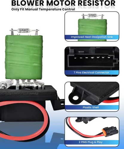Miniatura 4 de PANNUOSCS Resistencia del motor del soplador HVAC compatible con Chevy Silverado GMC Sierra 1999-2006 1500 2500 3500 Yukon XL Reemplazo de Brida